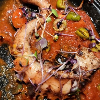 The Granary - Octopus with lightly smoked marinara, tomatoes, and olives - American Near Me - Billings, Montana The Granary - Octopus with lightly smoked marinara, tomatoes, and olives - American Near Me - Billings, Montana