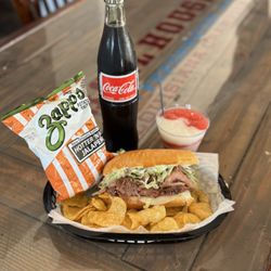 Boil House - Trifecta Poboy with a Mexican Coke & Pina Colada Strawberry daiquiri