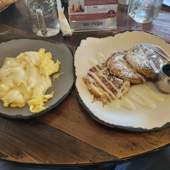 Egg Harbor Cafe - Cinnamon Roll French Toast and Scrambleds eggs with cheese. - Breakfast & Brunch Near Me - Schaumburg, Illinois