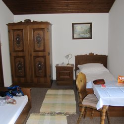 Pension Montana - my room in the Pension--two single beds.  Basic but comfortable