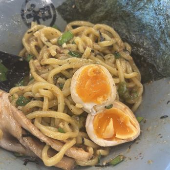 Wadaya - soft boiled egg in the deluxe mazemen - Ramen Near Me - Fremont, California Wadaya - soft boiled egg in the deluxe mazemen - Ramen Near Me - Fremont, California