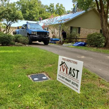 Mast Roofing & Construction - Nice shot of my yard sign, with the synthetic, water repellent, underlayment in the background. - General Contractors Near Me - Dickinson, Texas Mast Roofing & Construction - Nice shot of my yard sign, with the synthetic, water repellent, underlayment in the background. - General Contractors Near Me - Dickinson, Texas