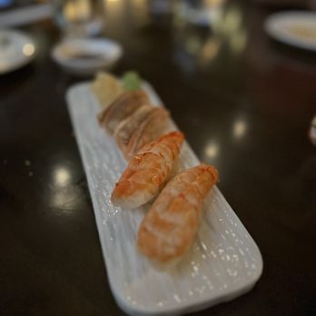 Pearl - Torched salmon and shrimp nigiri - Japanese Near Me - Dallas, Texas Pearl - Torched salmon and shrimp nigiri - Japanese Near Me - Dallas, Texas