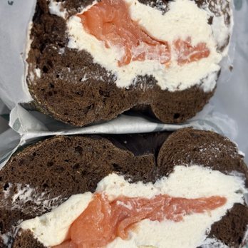 Ess-a-Bagel - Pumpernickel with belly lox and cream cheese - Bagels Near Me - New York, New York