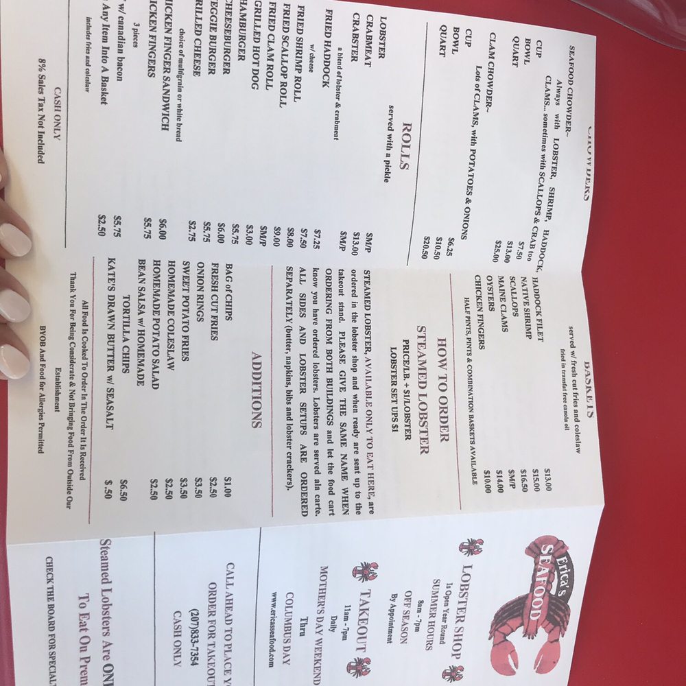 Erica's Seafood - Menu - Seafood Near Me - Harpswell, Maine Erica's Seafood - Menu - Seafood Near Me - Harpswell, Maine