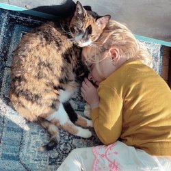 My daughter and her best friend a few years before our sweet fury friend passed