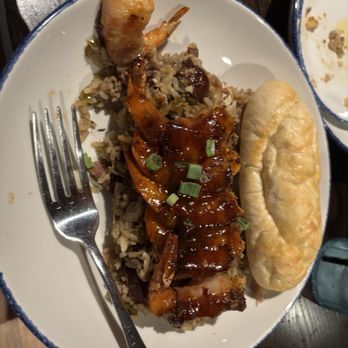 Kingfisher Seafood - Bacon wrapped shrimp and jambalaya - Seafood Near Me - Fairhope, Alabama Kingfisher Seafood - Bacon wrapped shrimp and jambalaya - Seafood Near Me - Fairhope, Alabama