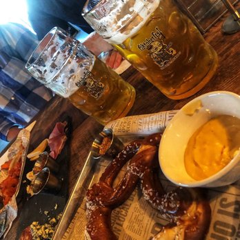 Coppertail Brewing Co - Pretzel with beer cheese and mustard - Bars Near Me - Tampa, Florida