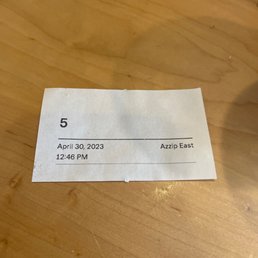 Your order number they hand to you after you pay. Come on in and enjoy the food!