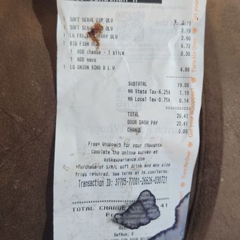 Burger King - Receipt for what I was charged for. Frozen Fanta Wild Cherry! Someone at Burger King dropped the ball. - Fast Food Near Me - Northampton, Massachusetts