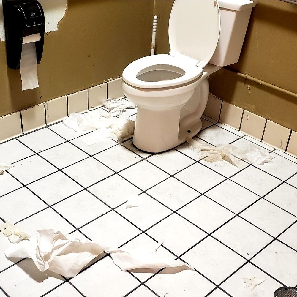 Dirty stinky bathroom is a daily issue. Makes you wonder how carefully clean can the employees be? Dirty stinky bathroom is a daily issue. Makes you wonder how carefully clean can the employees be?