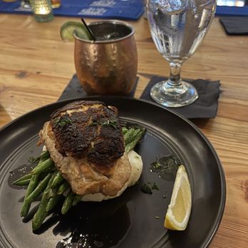 Riverside Kitchen & Bar - Crab stuffed speckled trout and Moscow mule - Desserts Near Me - Castle Hayne, North Carolina