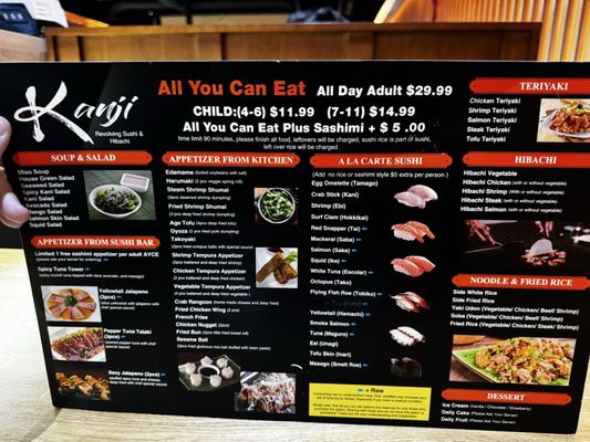 Menu photo 2 Kanji Sushi AYCE West Springfield, VA Menu photo 2 Kanji Sushi AYCE West Springfield, VA