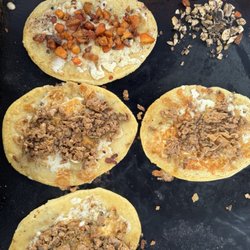 Quesadillas Aztlan - Huaraches de Asada (steak) and Huarache de chorizo con papas (Mexican chorizo and potatoes), absolutely delicious!!