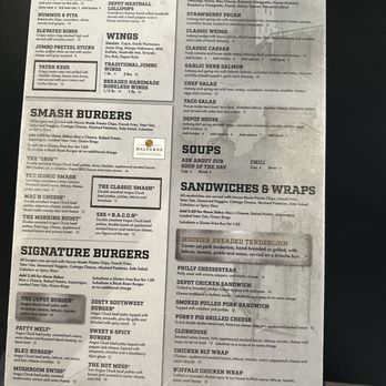 The Depot - Menu - Burgers Near Me - Greenfield, Indiana