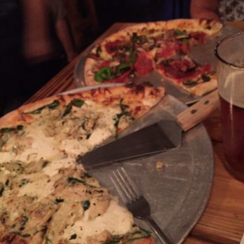 V Pizza - Delle Donne (closest) and Pizza Carnivora (in the back, without onions, add green peppers and mushrooms) - Pizza Near Me - Jacksonville Beach, Florida