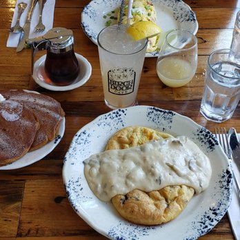 The Birch Door Cafe - Mushroom baked omelet with mushroom bachemel and a side of pumpkin pancakes, lavender lemonade cocktail - Breakfast & Brunch Near Me - Bellingham, Washington The Birch Door Cafe - Mushroom baked omelet with mushroom bachemel and a side of pumpkin pancakes, lavender lemonade cocktail - Breakfast & Brunch Near Me - Bellingham, Washington