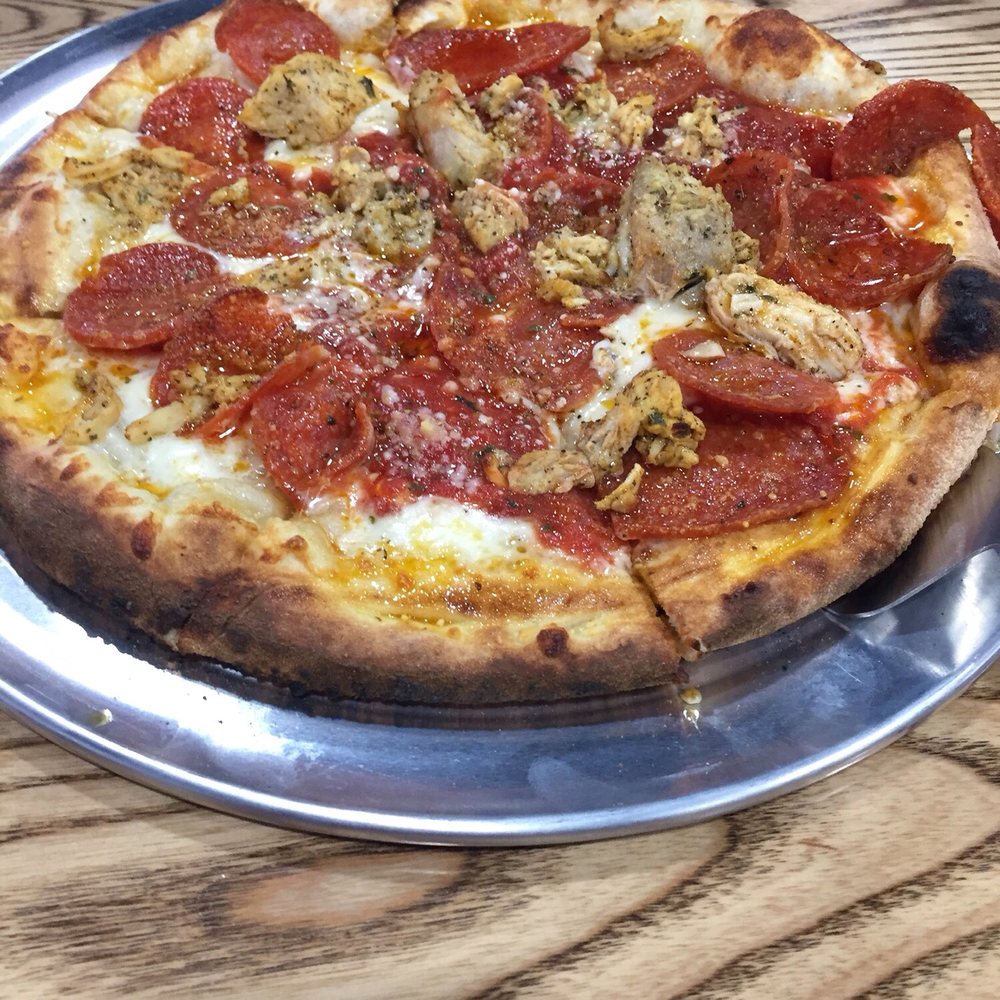 V Pizza - Build your own Pizza with marinated chicken and pepperoni - Pizza Near Me - Cary, North Carolina V Pizza - Build your own Pizza with marinated chicken and pepperoni - Pizza Near Me - Cary, North Carolina