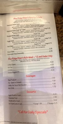 Menu photo 1 Blue Ridge Diner Boone, NC Menu photo 1 Blue Ridge Diner Boone, NC