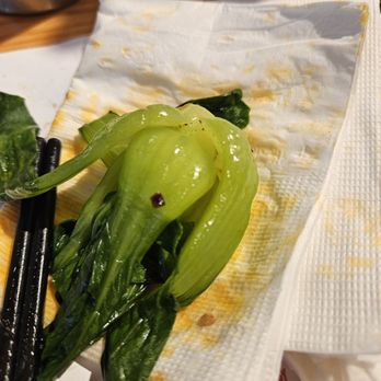 Mian - Dirt at root of bok choy bulb. - Noodles Near Me - Artesia, California