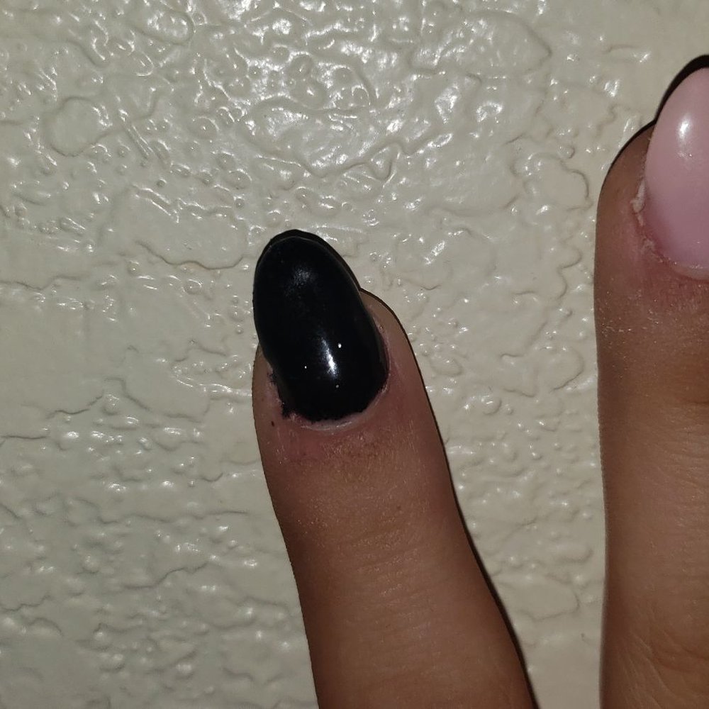 Perfect Nail - Looks like a black licorice jelly bean - Nail Salons Near Me - Lincoln, California