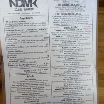NDMK Fish House - Current menu as of 7/30/25 - Sushi Bars Near Me - Avalon, California
