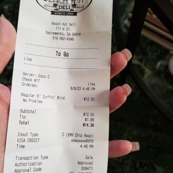 Beach Hut Deli - receipt - Salad Near Me - Sacramento, California