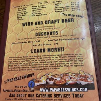Papa Bees - Chicken Wings Near Me - Longwood, Florida Papa Bees - Chicken Wings Near Me - Longwood, Florida