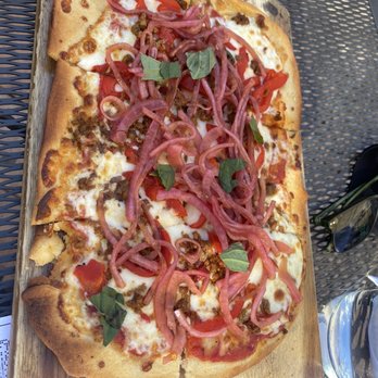 Carson Kitchen - Italian Sausage, onions and balsamic flatbread!! So good! So savory!! - New American Near Me - Las Vegas, Nevada Carson Kitchen - Italian Sausage, onions and balsamic flatbread!! So good! So savory!! - New American Near Me - Las Vegas, Nevada