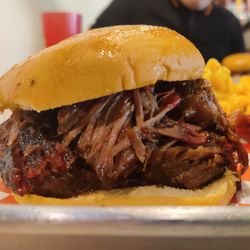 Spirit of Texas Craft BBQ - Delightful burnt ends brisket sandwich!