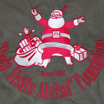 Memorable Impressions - Santa Visits Alviso Foundation custom jacket back embroidery - Screen Printing/T-Shirt Printing Near Me - Hillsboro, Oregon Memorable Impressions - Santa Visits Alviso Foundation custom jacket back embroidery - Screen Printing/T-Shirt Printing Near Me - Hillsboro, Oregon