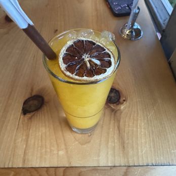 Red Hook Lobster Pound - Mango tea with dried blood orange on top - Seafood Near Me - Brooklyn, New York
