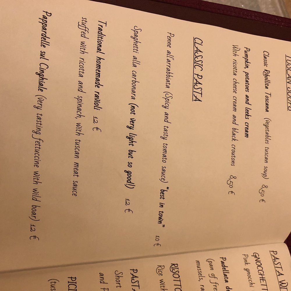 Le Antiche Carrozze - Menu - January 2019 - Pizza Near Me - Florence, FI