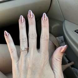 Q Spa & Nails - Newest "Chic Nail Press" nails, with gel and rose gold chrome dip. Ivy was the technician.