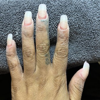 Regal Nails, Salon & Spa - My nails after acrylic and filing before polishing. U can see they aren't filed down properly before applying acrylic. - Nail Salons Near Me - Baton Rouge, Louisiana Regal Nails, Salon & Spa - My nails after acrylic and filing before polishing. U can see they aren't filed down properly before applying acrylic. - Nail Salons Near Me - Baton Rouge, Louisiana