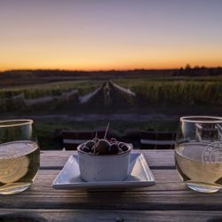 Bonobo Winery - Wine and olives at sunset