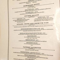 Grover’s Restaurant and Tavern - Dinner menu