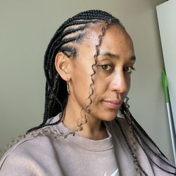 Matoma African Hair Braiding - Half cornrows, half singles and 4 boho. I love it :) I found showed a picture of style I wanted:)