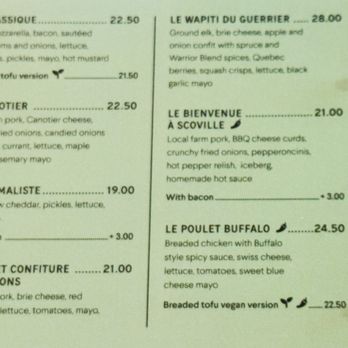 Chez victor - 9/26 burger menu - Gastropubs Near Me - Levis, Quebec