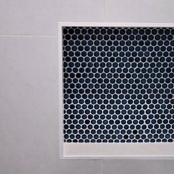 Valley Boutique Builders - Penny round tile in niche - General Contractors Near Me - Los Altos, California Valley Boutique Builders - Penny round tile in niche - General Contractors Near Me - Los Altos, California