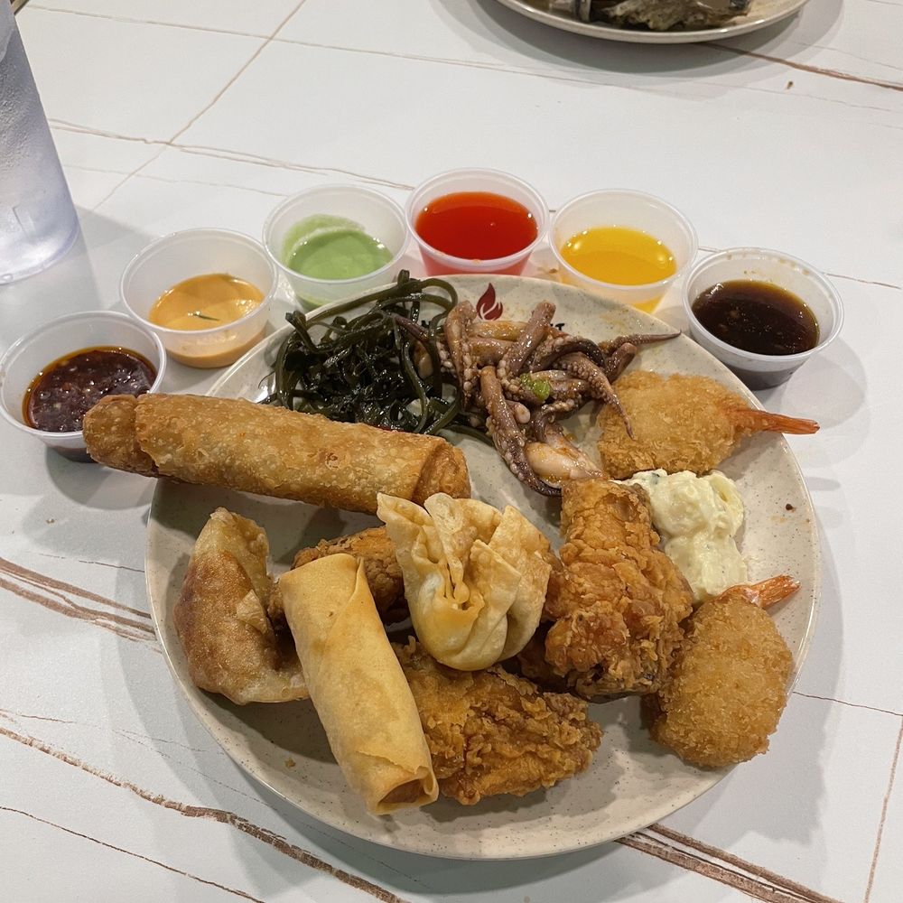 Hibachi Buffet - Wings and appetizers plate - Buffets Near Me - Citrus Heights, California