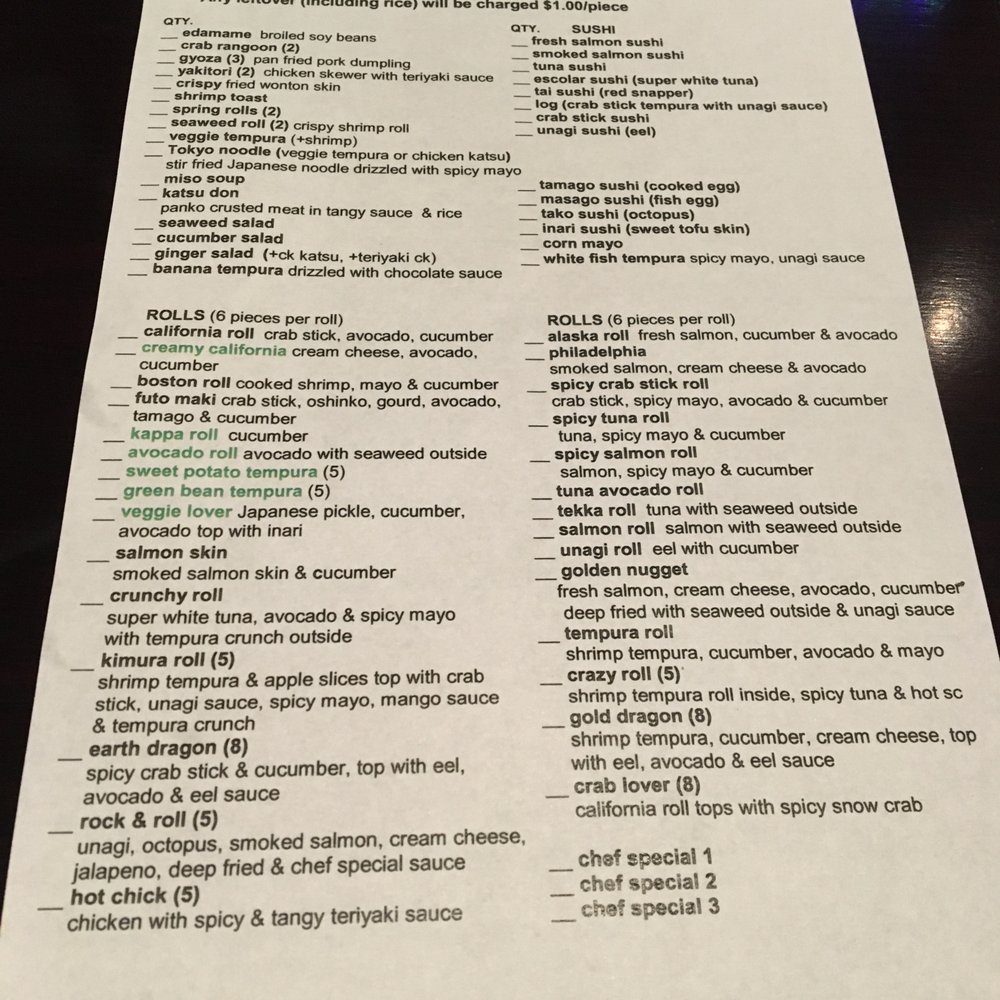 Kimura Sushi - AYCE Dinner Menu - $19.95 - Sushi Bars Near Me - Chicago, Illinois