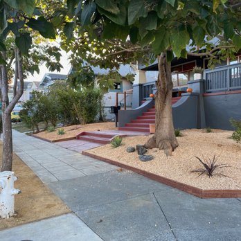 Reppard's Landscaping - 3/8 Ginger rock gravel in the front and side yards. Drought friendly plants. Pressure-treated wood border. - Landscaping Near Me Reppard's Landscaping - 3/8 Ginger rock gravel in the front and side yards. Drought friendly plants. Pressure-treated wood border. - Landscaping Near Me