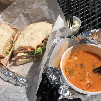 Heidi's Brooklyn Deli - New Yorker, Thai fire chicken soup, potato salad and a pickle: $13. - Delis Near Me - Denver, Colorado Heidi's Brooklyn Deli - New Yorker, Thai fire chicken soup, potato salad and a pickle: $13. - Delis Near Me - Denver, Colorado