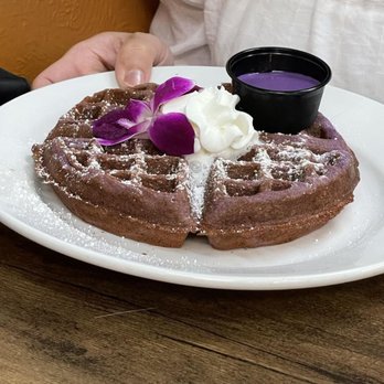 Guieb Cafe - Sweet purple potato waffle - New American Near Me - Aiea, Hawaii