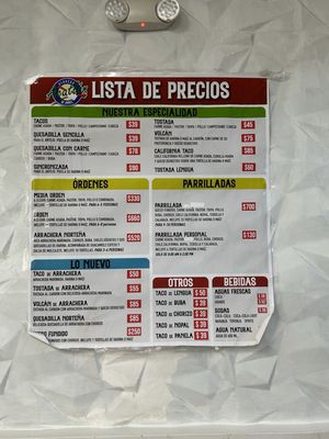 Menu photo 3 Asadero Acatlan de Juarez Mexicali, BCN