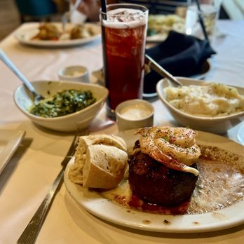 Ruth's Chris Steak House - Steak fillet, shrimp, mashed potatoes and cream spinach. - Steakhouses Near Me - Albuquerque, New Mexico