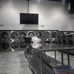 Inside laundromat