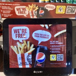 KFC - Don't forget to ask for a receipt! Do the online survey and you'll score a free chips and drink on your next visit.