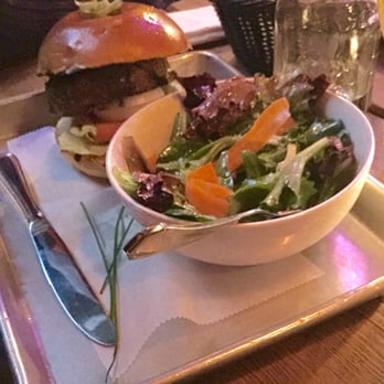 Fools Gold NYC - Gold Label burger and salad. So healthy. - Cocktail Bars Near Me - New York, New York